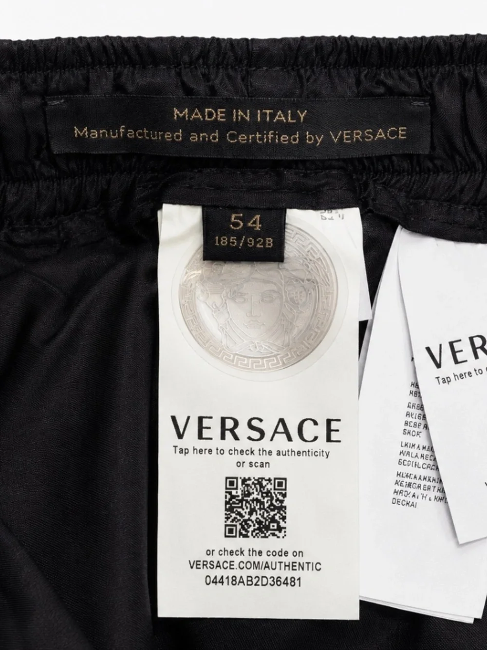 Versace 2019 Black Logo Tape Track Pants A85208 Made Italy IT 54 US 38 2XL